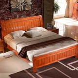 现代简约实木床1.2 1.5 1.35 1.8米 橡木床双人中式婚床家具包邮