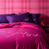 紫罗兰家纺纯棉四件套床上用品全棉床单被套套件4件套纯色特价