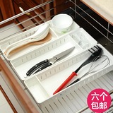 日本进口抽屉收纳盒创意塑料隔板厨房餐具整理盒置物盒橱柜收纳格