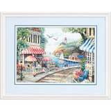 十字绣高清彩色印刷图纸风景FJ036海边咖啡屋美国DIM海湾街景