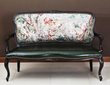 定制时尚奢华雕花沙发坐垫真皮双人沙发法式风情麻布印花工艺沙发