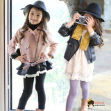 2016春装新款韩国童装女童皮衣外套韩版儿童大童长袖时尚休闲外套