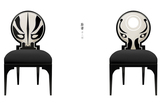 样板房实木布艺印画黑白个性餐椅 简约时尚现代新中式餐椅 休闲椅