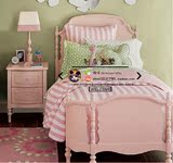 美式乡村 法式复古实木床 地中海粉色系公主床 英式儿童床实木床