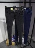 欧美风外贸原单R家女高弹性黑色蓝色毛圈小脚裤针织牛仔裤铅笔裤