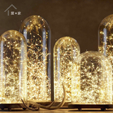 玻璃罩实木台灯复古温馨床头灯 LED个性创意酒吧台咖啡店装饰台灯