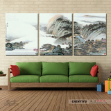 新中式水墨风景客厅沙发背景墙装饰壁画办公室无框挂画山水情挂画