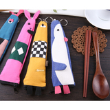 【信宇生活】创意zaka天然原木筷子勺便携餐具布袋可爱旅行套装