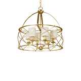 新中式鸟笼6头黄铜全铜吊灯 现代欧式美式乡村别墅卧室客厅餐厅灯