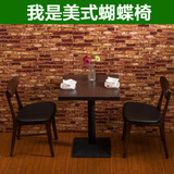简约现代咖啡西餐厅餐桌椅休闲奶茶甜品店桌椅组合实木橡木椅方桌