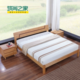 简约全实木床橡木质1.81.5米大床架定制1.2 1米成人单人床小户型