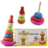 儿童小丑不倒翁套塔彩虹塔套柱木制玩具 叠叠乐 宝宝套圈圈木质