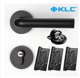 德国KLC 黑色门锁套装 室内门锁黑色子母合页门吸三件套 超值优惠