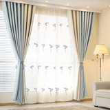 定制客厅卧室飘窗遮光加厚亚麻纯色拼接棉麻挂钩打孔成品窗帘布料