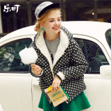 乐町2015冬装女装韩版连帽两面穿加厚羽绒服外套女短款CWAB54760