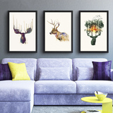 北欧鹿挂画现代简约装饰画个性创意墙画客厅抽象美式动物挂墙画