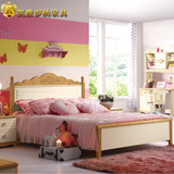 儿童实木单人床1.2米1.5米床田园公主床北欧白蜡木床卧室组合家具