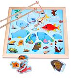 热卖大号双杆磁性钓鱼玩具 木质木制儿童宝宝海洋动物钓鱼板玩具0