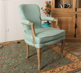 促销美式欧式实木餐椅亚麻软包橡木铆钉扶手椅/书房电脑椅可定制