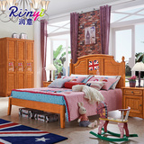 全实木松木儿童套房单人床青少年卧室组合环保清漆床储物带高箱床