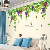 彩色葡萄蔓藤客厅电视背景墙餐厅可移除植物花卉装饰画墙贴纸促销