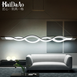 现代简约LED餐厅吊灯长条铝材长方形商业灯饰个性创意超薄灯具