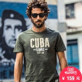 AK男装2016新品夏季自由古巴手绘字母印花短袖T恤全棉休闲打底衫