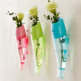 5折清仓 壁挂式鱼形花瓶 透明塑料水培墙挂花插 创意时尚居家装饰