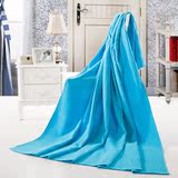 毛巾被纯棉双人加厚毛巾毯单人床宝蓝色空调被纯色薄款夏凉毯外贸