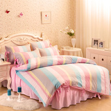 韩版纯棉床裙纯棉四件套全棉四件套床单被套床上用品粉色公主风