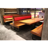 美式实木复古酒吧西餐厅咖啡厅奶茶店桌椅沙发组合套件吧台椅卡座