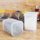 米木 塑料密封保鲜盒方形干货密封盒奶粉分装防潮盒 配量勺 1升装