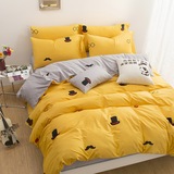 床上用品简约床笠四件套1.5 1.8m2米纯棉床单被枕4件1.2M三件套