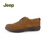 Jeep吉普专柜正品男鞋夏季新款商务真皮网眼透气系带休闲鞋JS225