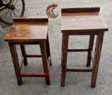 实木高脚凳 酒吧椅 方凳 碳化防腐前台凳 吧台凳 自产自销 可定制