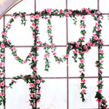 仿真玫瑰花藤 装饰花藤条藤蔓 假花塑料花客厅空调管道室内绢花