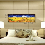 纯手绘梵高油画卧室装画 欧式美式客厅墙画壁画 丰收麦田床头挂画