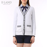 ELAND韩国衣恋14年夏季新品女条纹V领针织开衫EECK42451O专柜正品