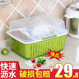 厨房放碗架沥水架大号装碗筷收纳箱带盖碗柜塑料晾盘架碗碟收纳盒