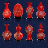 景德镇陶瓷花瓶结婚礼品工艺品现代中式客厅中国红台面电视柜摆件