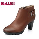 Belle/百丽2015冬季牛皮女短靴3HXE9DD5