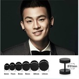 男生钛钢耳钉 韩版韩国 单只 黑色银色钢色圆形哑铃耳环 潮流时尚