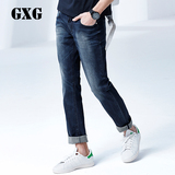 GXG男装 男士时尚修身款蓝色牛仔长裤水洗牛仔#62805002
