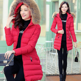 2015冬装韩版修身大毛领保暖羽绒服棉衣女中长款外套加厚大码女装