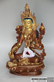 藏传佛教用品 尼泊尔进口密宗纯铜鎏金绿度母佛像 21cm 可批发