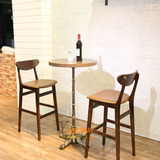 美式休闲咖啡厅实木吧椅餐桌椅组合西餐厅主题餐厅吧台餐桌椅组合