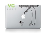 新款黑白树跟小孩转移贴纸苹果笔记本MacBook个性贴创意局部贴E5