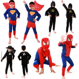 儿童节儿童服装化妆舞会cosplay蜘蛛侠超人蝙蝠侠衣服紧身套装饰