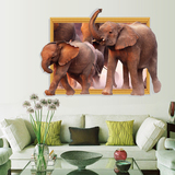3D平面立体感非洲大象墙贴 艺术创意贴纸酒店客厅卧室装饰壁画