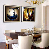 餐厅装饰画欧式壁画油画现代挂画饭厅墙画走廊简约组合有框画酒杯